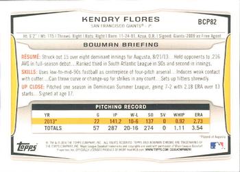2014 Bowman - Chrome Prospects #BCP82 Kendry Flores Back