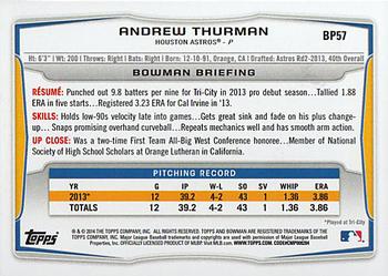 2014 Bowman - Prospects #BP57 Andrew Thurman Back