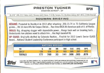 2014 Bowman - Prospects #BP28 Preston Tucker Back