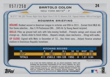 2014 Bowman - Orange #24 Bartolo Colon Back
