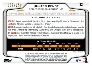 2014 Bowman - Orange #82 Hunter Pence Back