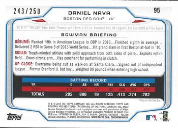 2014 Bowman - Orange #95 Daniel Nava Back