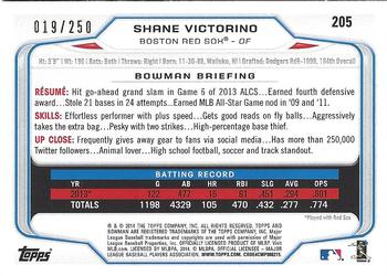 2014 Bowman - Orange #205 Shane Victorino Back