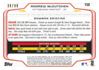 2014 Bowman - Yellow #150 Andrew McCutchen Back