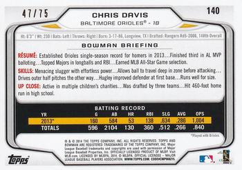 2014 Bowman - Silver #140 Chris Davis Back