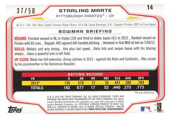 2014 Bowman - Gold #14 Starling Marte Back
