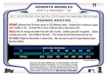 2014 Bowman - Hometown #71 Kendrys Morales Back