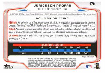 2014 Bowman - Hometown #170 Jurickson Profar Back