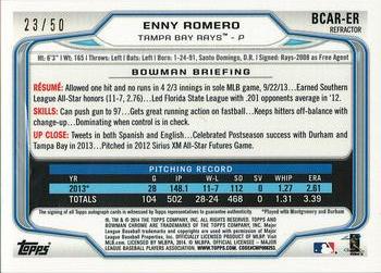 2014 Bowman - Chrome Rookie Autographs Gold Refractors #BCAR-ER Enny Romero Back