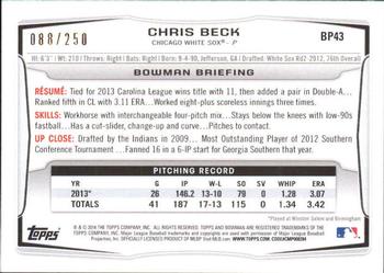2014 Bowman - Prospects Orange #BP43 Chris Beck Back