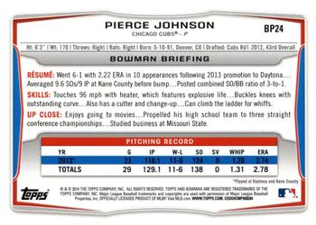 2014 Bowman - Prospects Hometown #BP24 Pierce Johnson Back