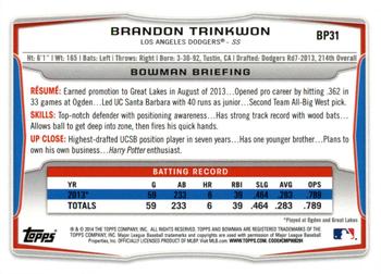2014 Bowman - Prospects Hometown #BP31 Brandon Trinkwon Back
