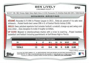 2014 Bowman - Prospects Hometown #BP66 Ben Lively Back