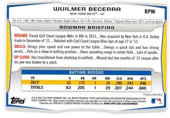 2014 Bowman - Prospects Hometown #BP96 Wuilmer Becerra Back