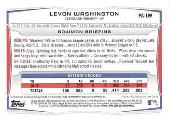 2014 Bowman - Prospect Autographs #PA-LW Levon Washington Back