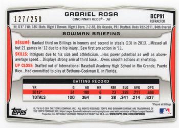 2014 Bowman - Chrome Prospects Blue Refractors #BCP91 Gabriel Rosa Back