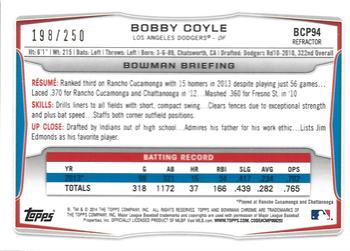 2014 Bowman - Chrome Prospects Blue Refractors #BCP94 Bobby Coyle Back