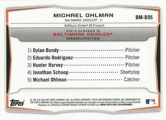 2014 Bowman - Chrome Bowman Scout Top 5 Mini Refractors #BM-BO5 Michael Ohlman Back