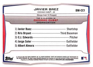 2014 Bowman - Chrome Bowman Scout Top 5 Mini Refractors #BM-CC1 Javier Baez Back