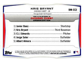 2014 Bowman - Chrome Bowman Scout Top 5 Mini Refractors #BM-CC2 Kris Bryant Back