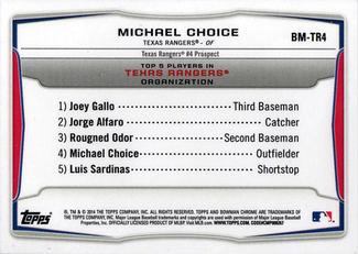 2014 Bowman - Chrome Bowman Scout Top 5 Mini Refractors #BM-TR4 Michael Choice Back