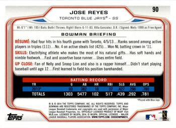 2014 Bowman - Silver Ice #90 Jose Reyes Back