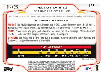 2014 Bowman - Red Ice #193 Pedro Alvarez Back