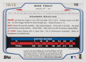 2014 Bowman - Purple Ice #168 Mike Trout Back