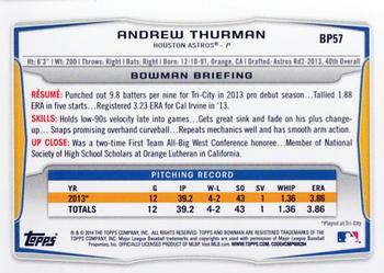 2014 Bowman - Prospects Silver Ice #BP57 Andrew Thurman Back