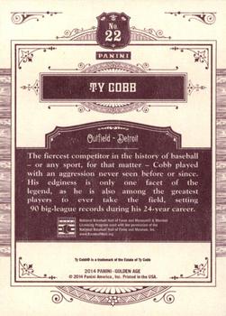 2014 Panini Golden Age #22 Ty Cobb Back