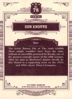 2014 Panini Golden Age #78 Don Knotts Back