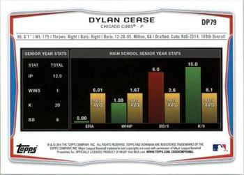 2014 Bowman Draft #DP79 Dylan Cease Back