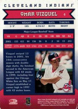 2002 Donruss Cleveland Indians Omar Vizquel SGA #4 Omar Vizquel Back