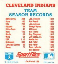 1987 Sportflics - Team Logo Trivia #94 Team Season Records Back