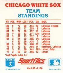 1987 Sportflics - Team Logo Trivia #99 Team Standings Back