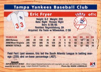 2009 Grandstand Tampa Yankees #NNO7 Eric Fryer Back