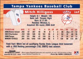 2009 Grandstand Tampa Yankees #NNO9 Mitch Hilligoss Back