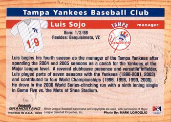 2009 Grandstand Tampa Yankees #NNO28 Luis Sojo Back