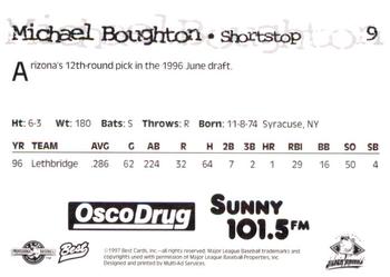 1997 Best South Bend Silver Hawks #9 Michael Boughton Back