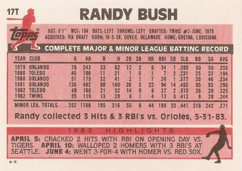 1983 Topps Traded #17T Randy Bush Back