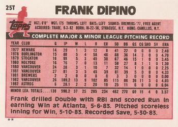 1983 Topps Traded #25T Frank DiPino Back