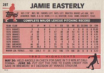 1983 Topps Traded #28T Jamie Easterly Back