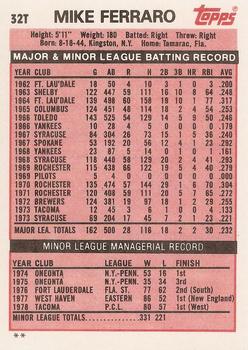 1983 Topps Traded #32T Mike Ferraro Back