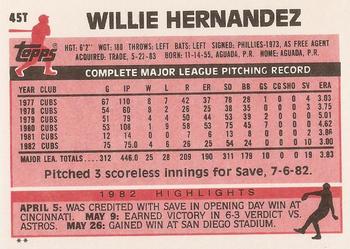 1983 Topps Traded #45T Willie Hernandez Back