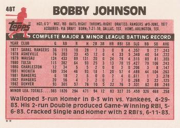 1983 Topps Traded #48T Bobby Johnson Back