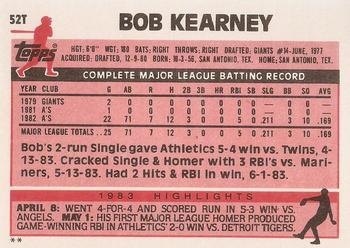1983 Topps Traded #52T Bob Kearney Back