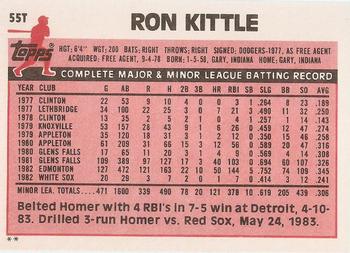 1983 Topps Traded #55T Ron Kittle Back