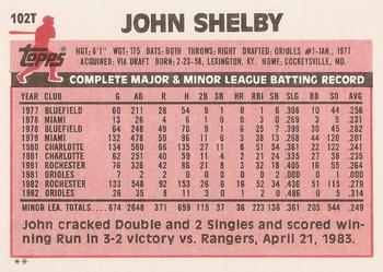 1983 Topps Traded #102T John Shelby Back