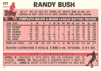 1983 Topps Traded #17T Randy Bush Back