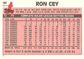 1983 Topps Traded #19T Ron Cey Back